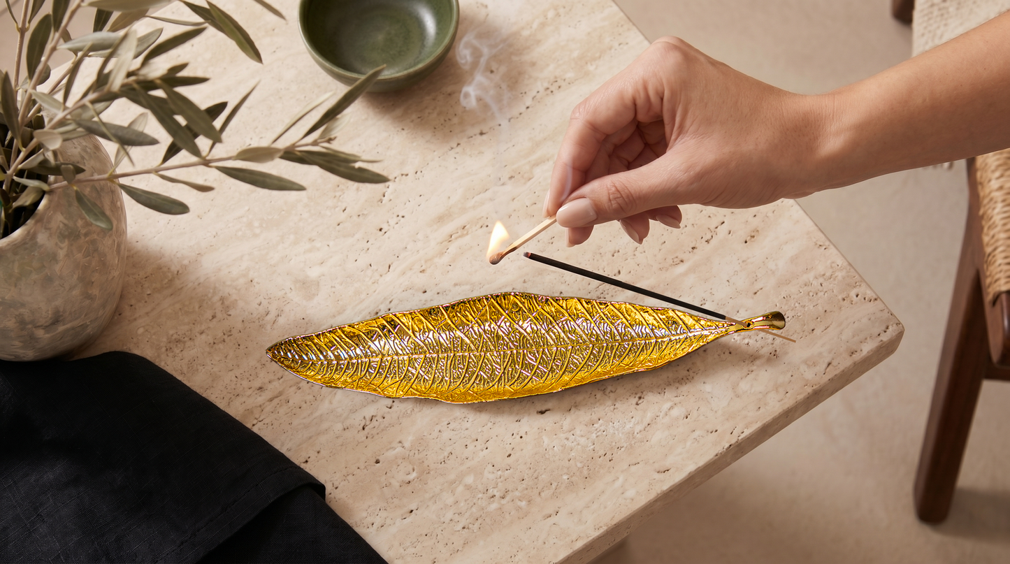 Gold Leaf Incense Burner